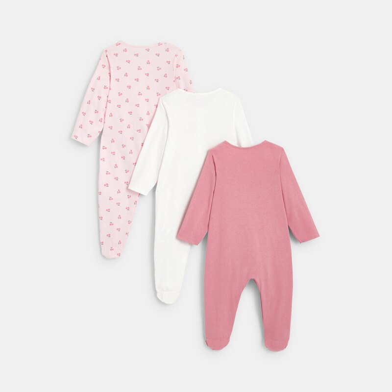 Dors-bien jersey de coton cerises (lot de 3) rose naissance Rose