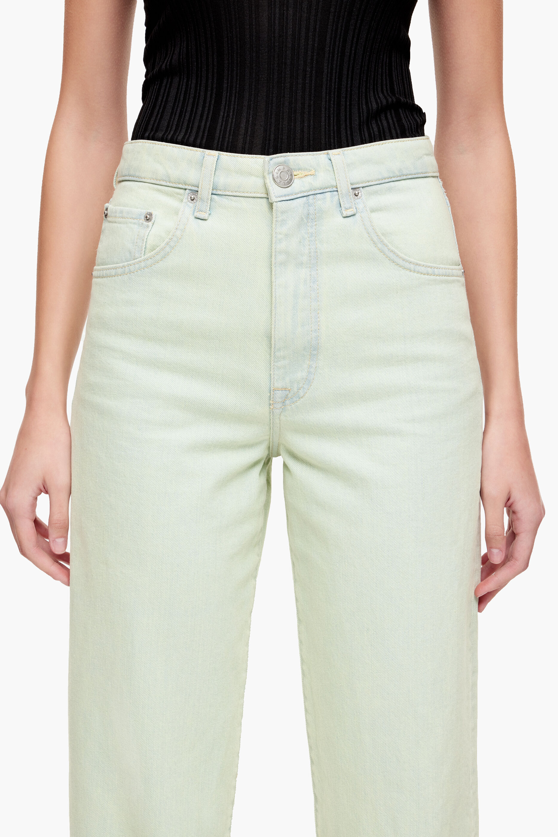 Calça Jeans Reta Cropped - Verde Menta