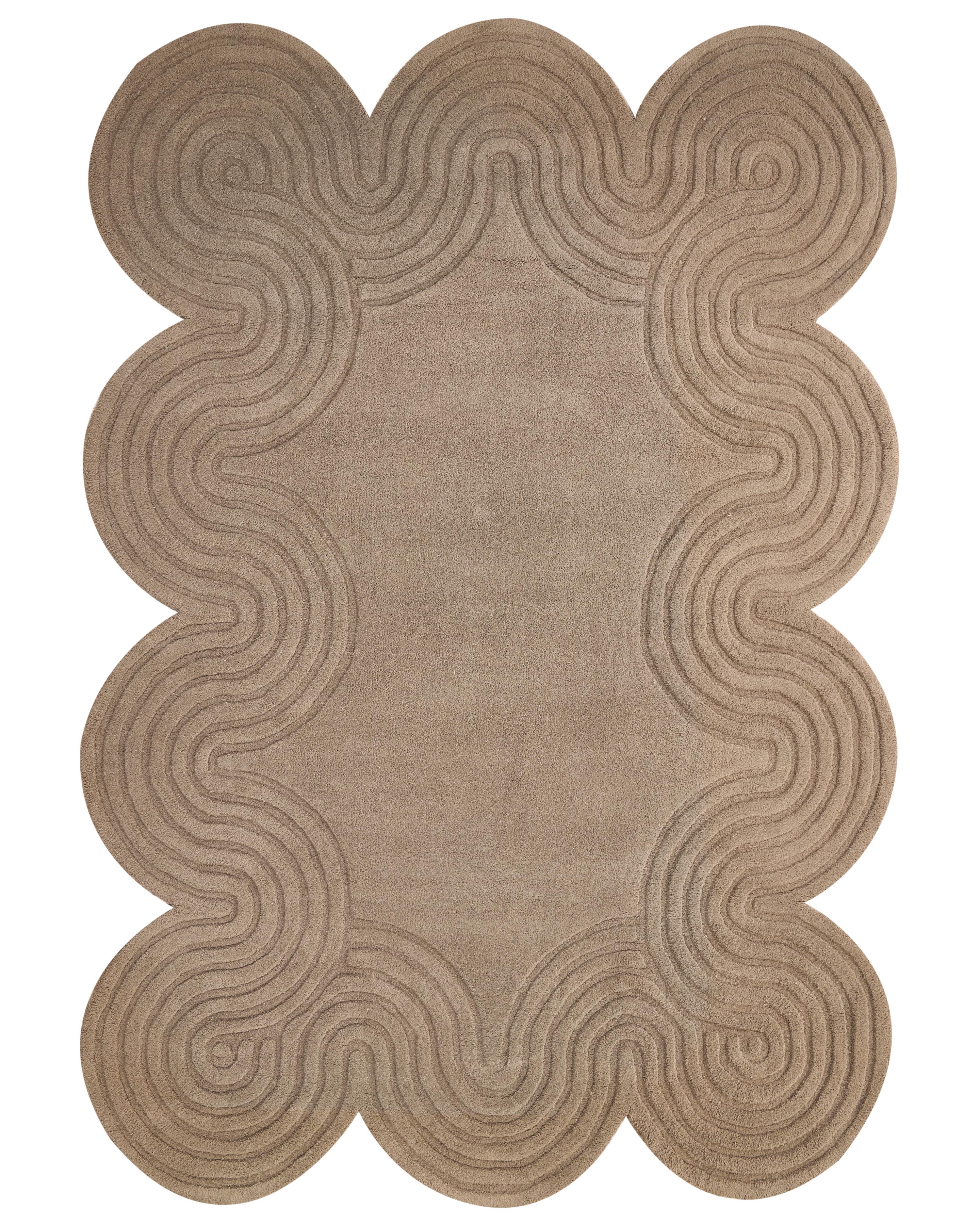 Vloerkleed MALVAN Taupe 160 x 230 cm Wol