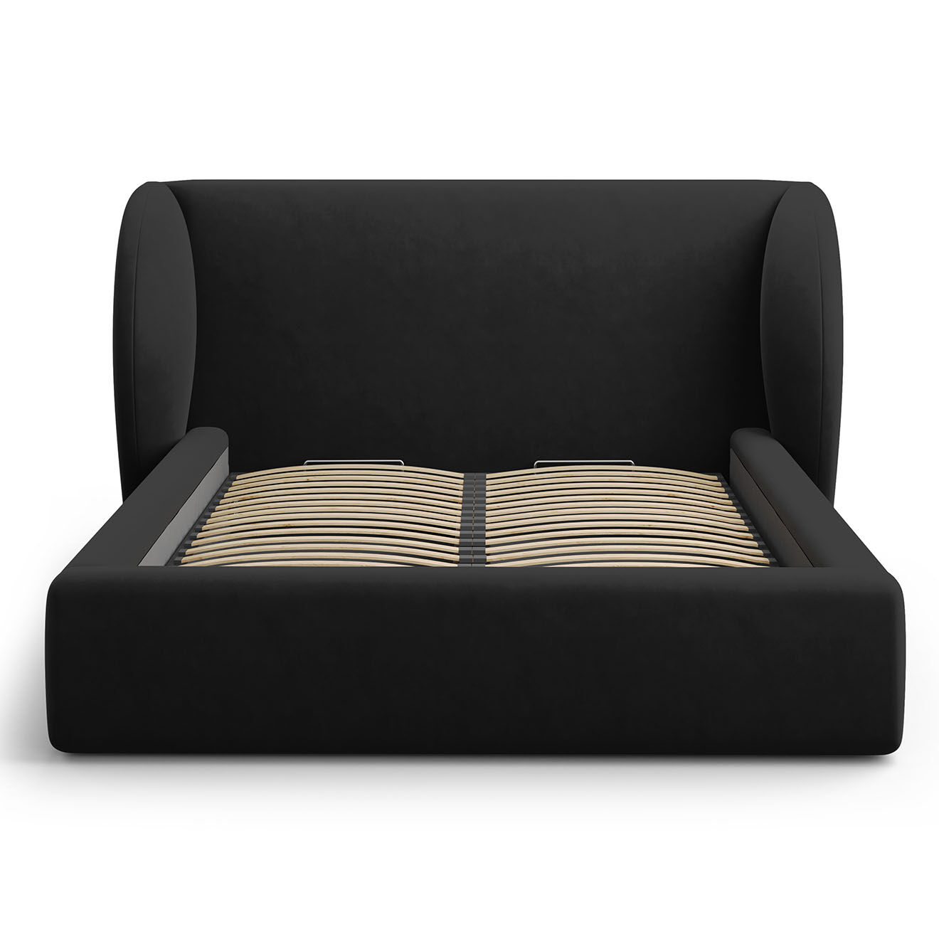 Micadoni Lit Coffre en Velours avec Tête de Lit Miley noir - 230x227x100 cm