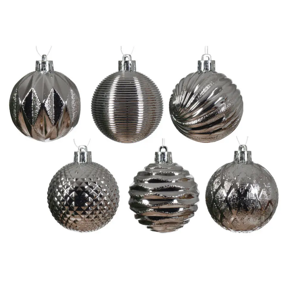 Decoris kunststof kerstballen luxe- 12x- 8 cm -zilver