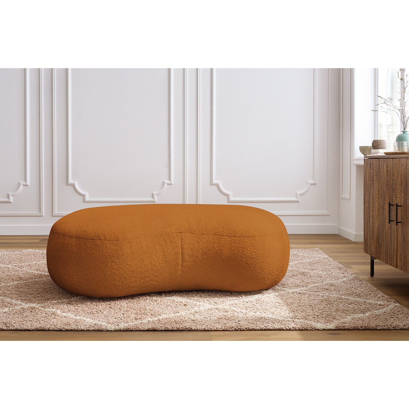Bobochic Pouf Saint-Germain tissu bouclette jaune - 147x90x47 cm