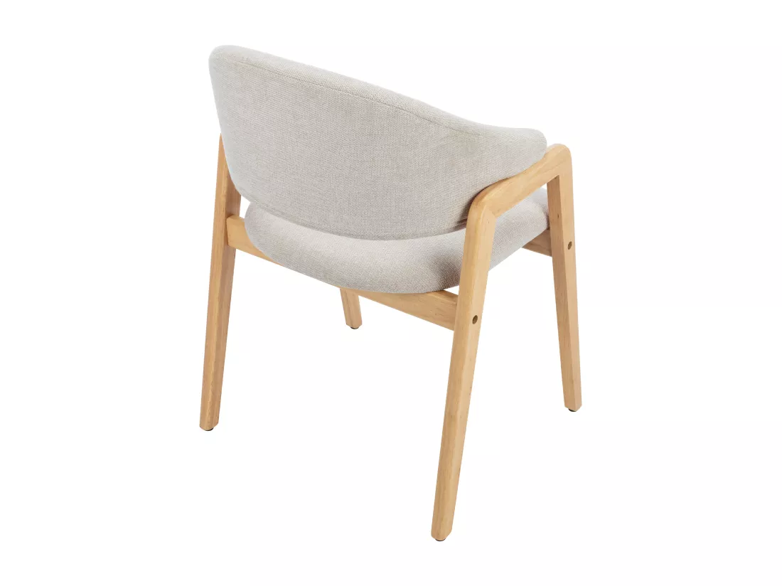 Lot de 2 chaises avec accoudoirs en tissu et bois d'hévéa - Beige et Naturel - SOLUNA