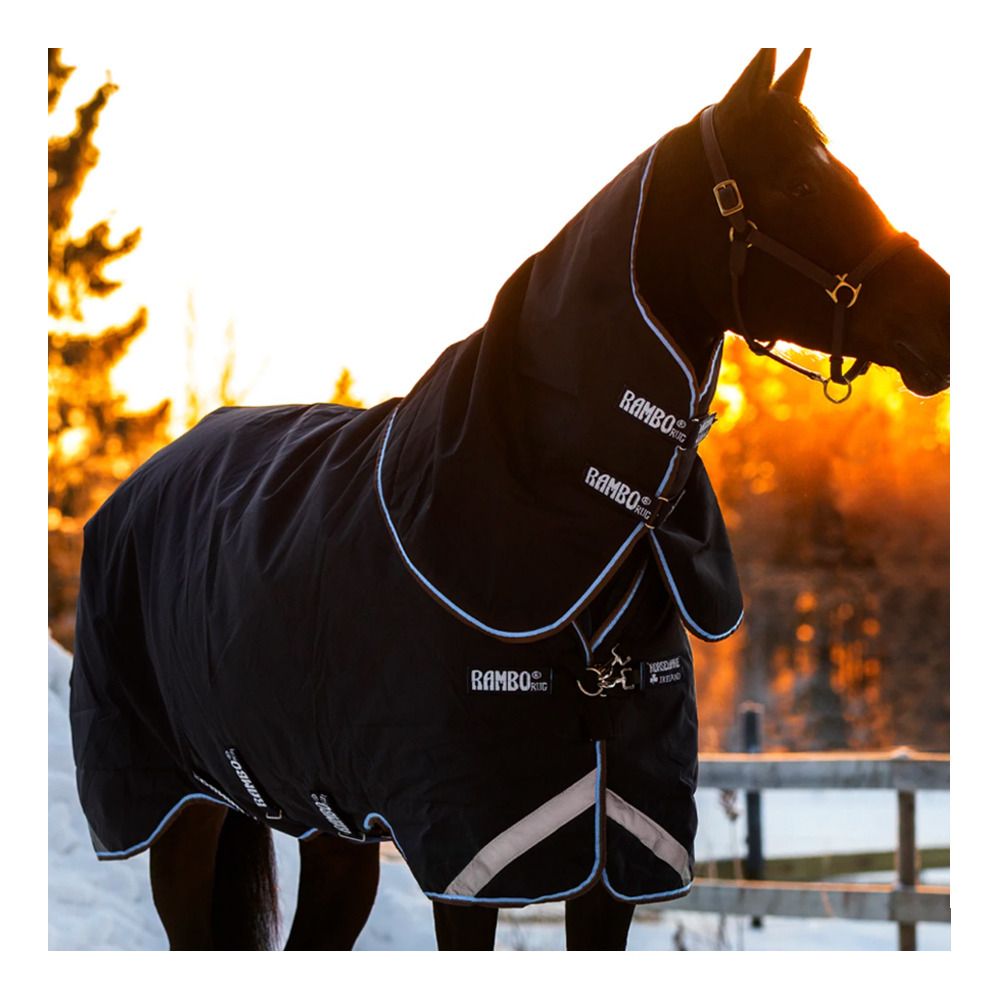 Horseware RAMBO DUO 100G + 300G - Couverture de paddock + Couvre-cou + Doublure navy/sky blue/brown