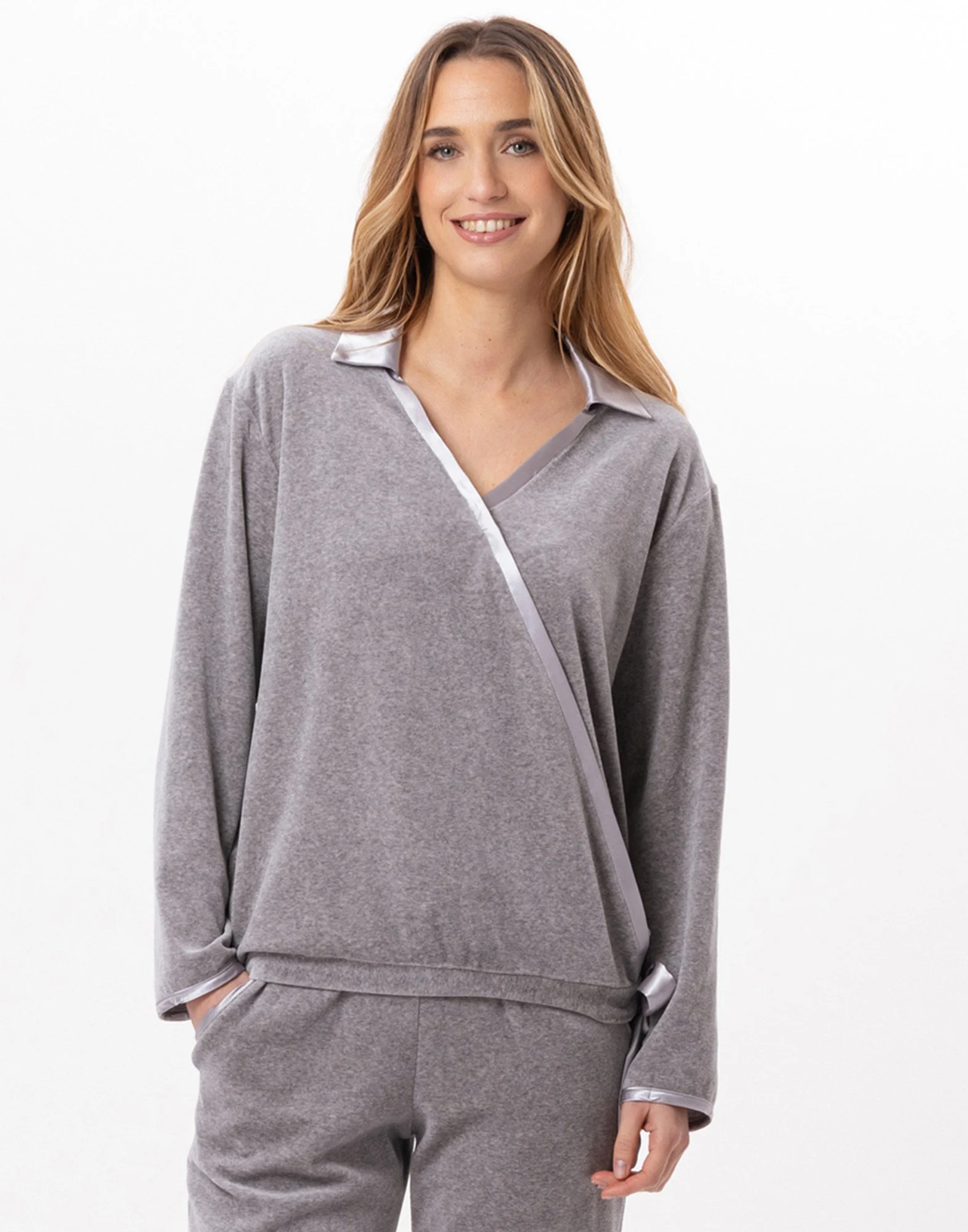 VELVET 830 - Sweat en velours | Gris