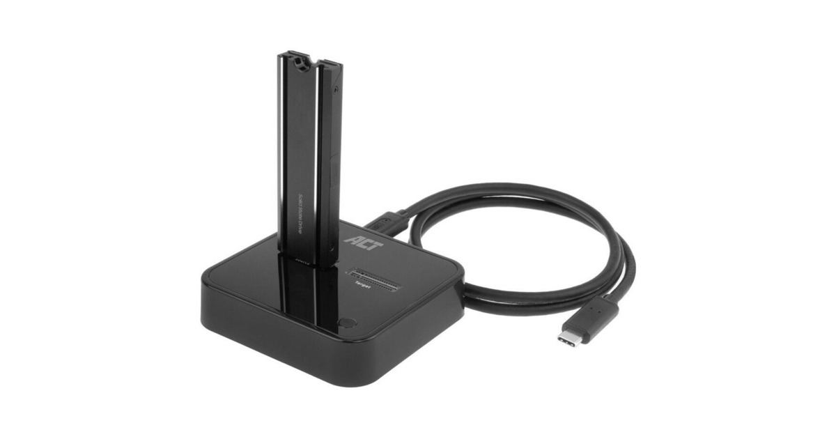 ACT ConnectivityM.2 NVMe/PCIe dual SSD docking clone station, USB-C 3.2 Gen2 dockingstation  (Zwart)