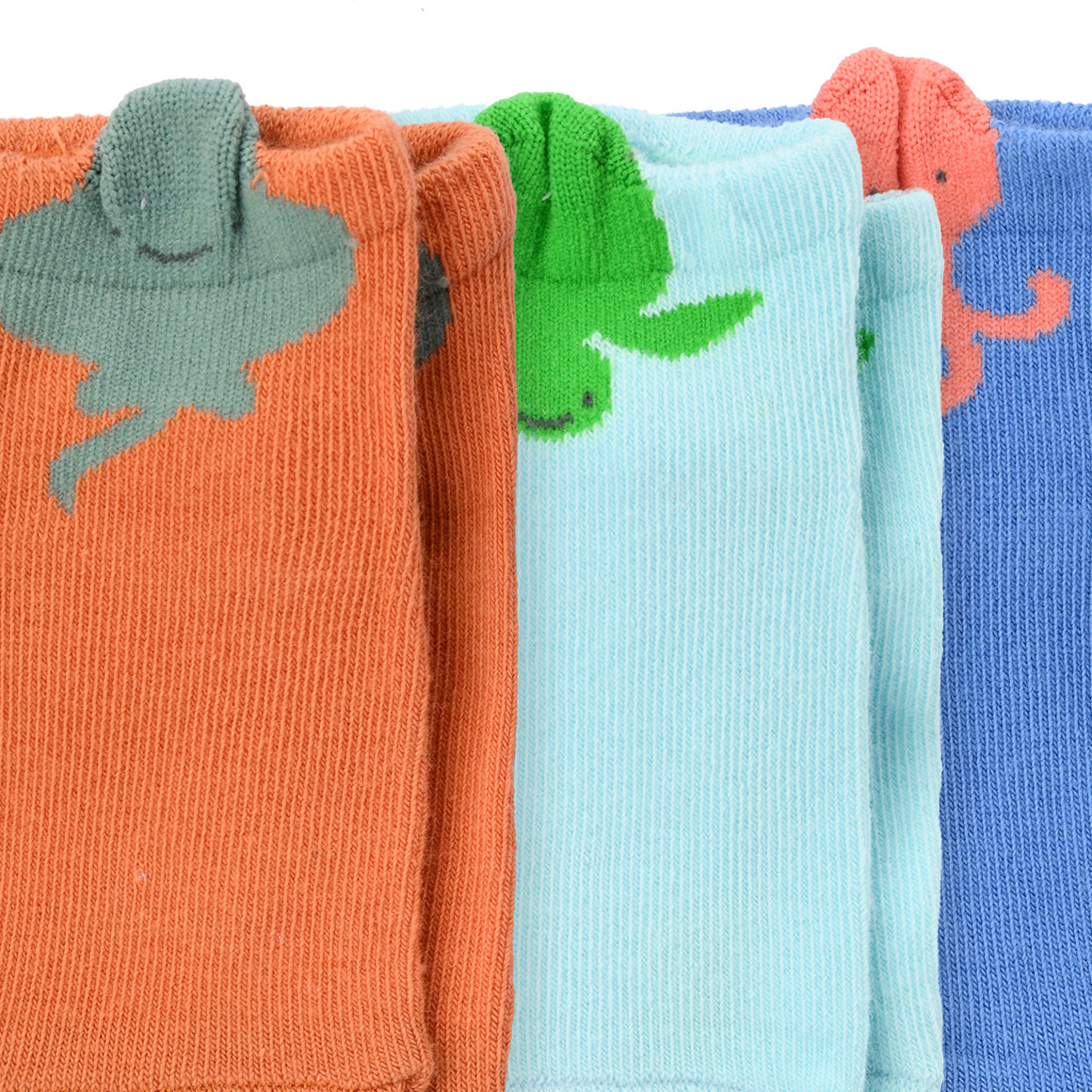 Topomini 3 Paar Baby Sneaker-Socken mit Tier-Motiven hellblau / orange / helltürkis