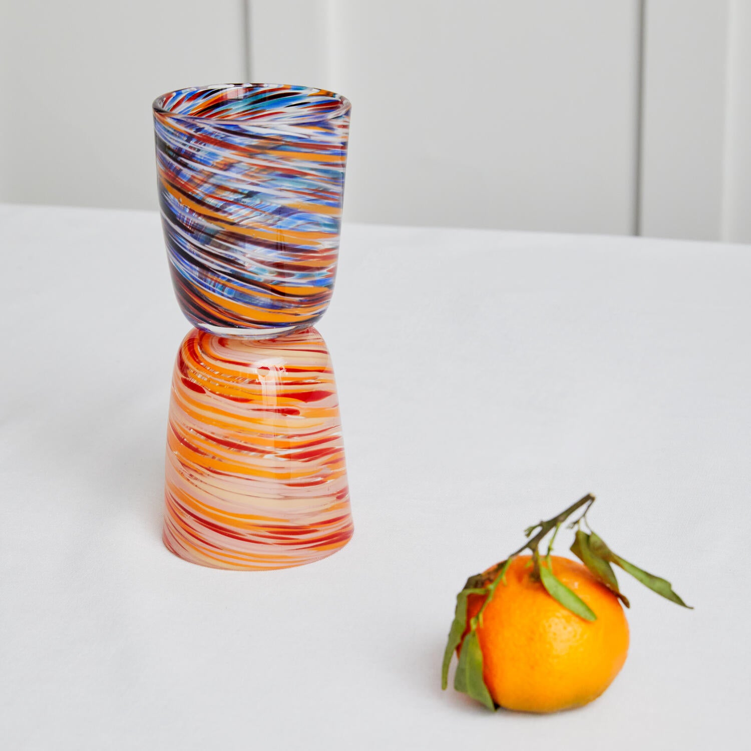 Bahne Interior  Multi Twist vandglas - orange/rød/beige