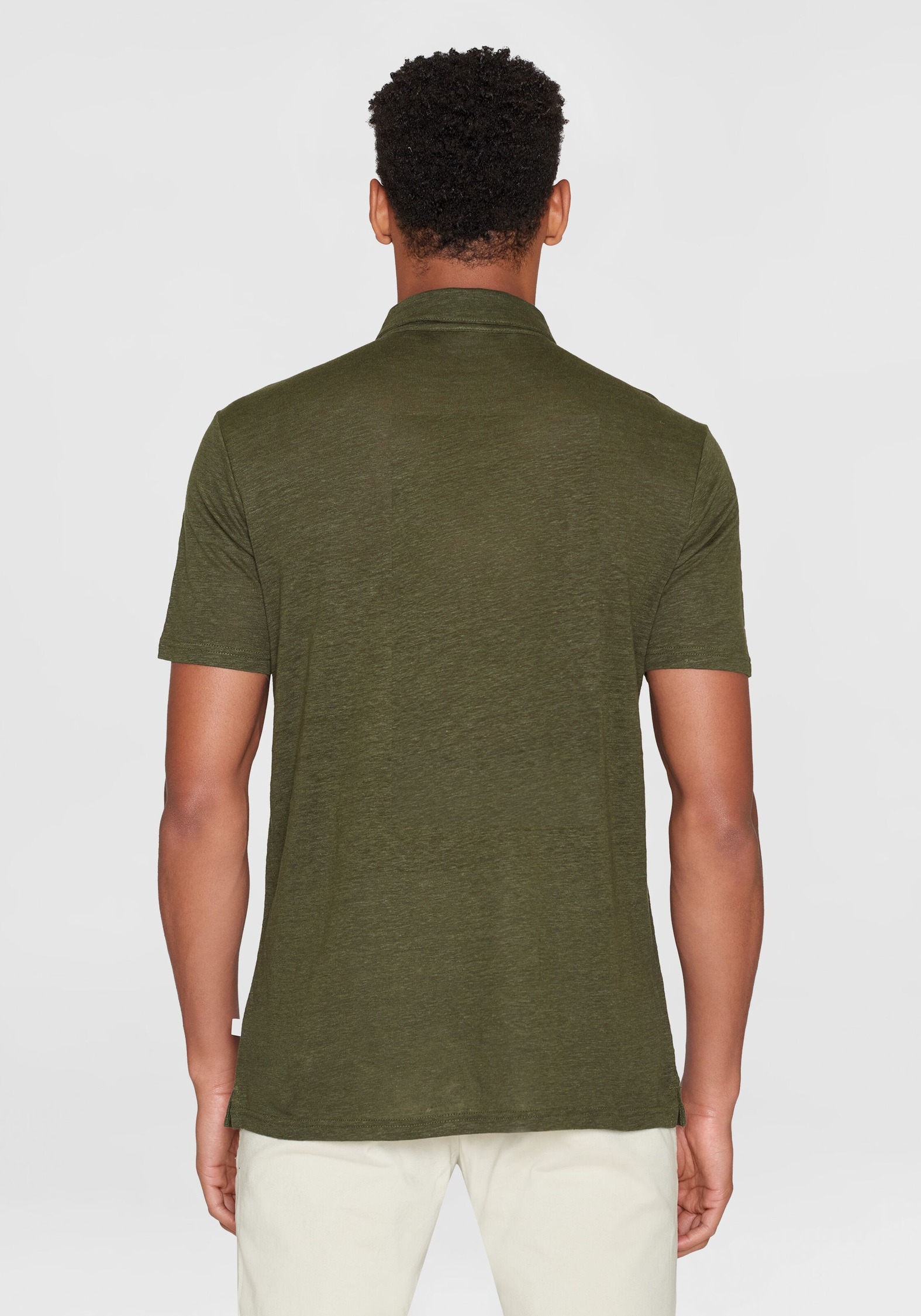 Knowledge Cotton Apparel Leinen Poloshirt Forrest Night