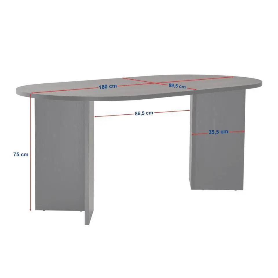CALICOSY - Eettafel met afgeronde randen SABLE - 89,5x180x75 cm