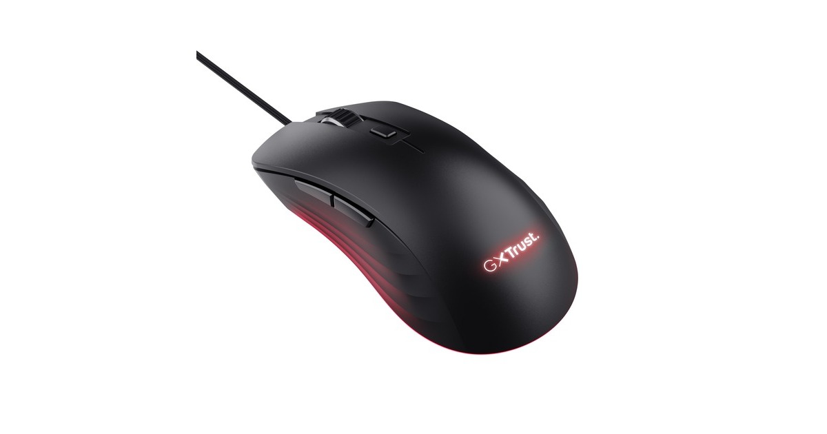 TrustGXT924 Ybar+ gaming muis met hoogwaardige prestaties  (Zwart, RGB, 25.600 dpi)