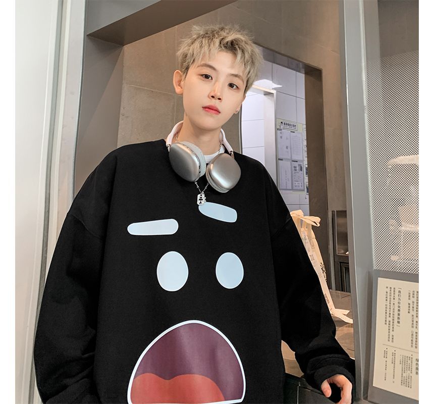 Posive - Sweatshirt met ronde hals en cartoonprint