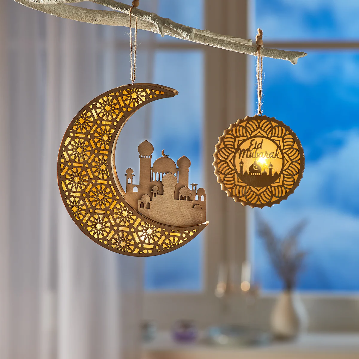 viva domo - LED-Holzdeko „Eid Mubarak“