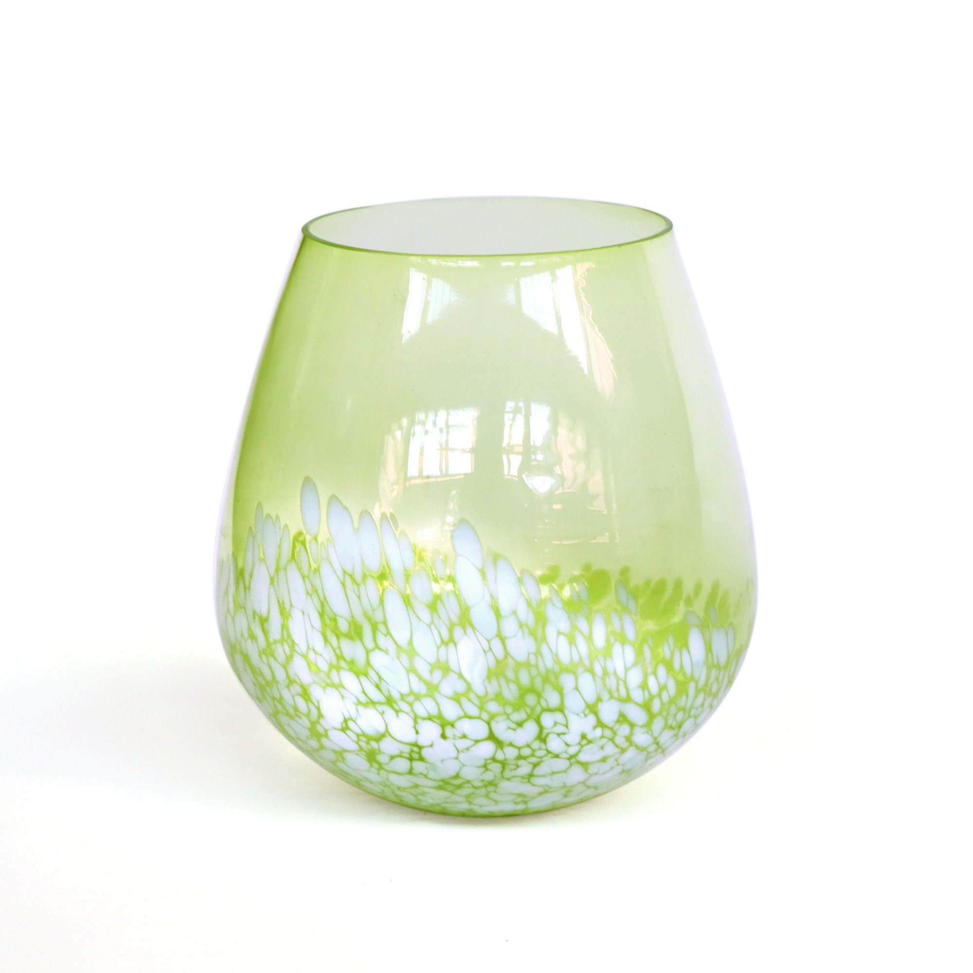 Windlicht gesprenkelt, grün-weiß, Ø 13 cm, H 13 cm von fischer's lagerhaus