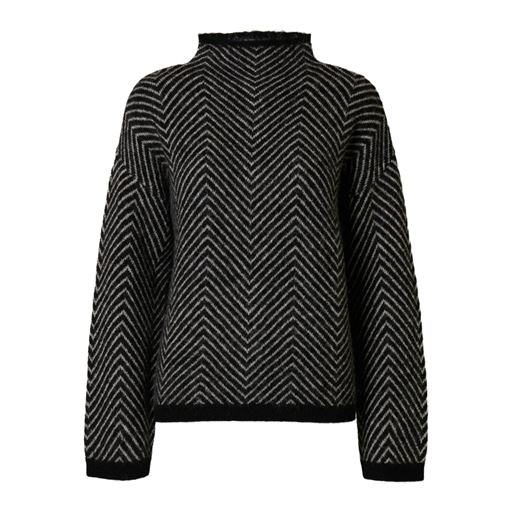 Selected Femme Lulu Herringbone Striktrøje, Black, S