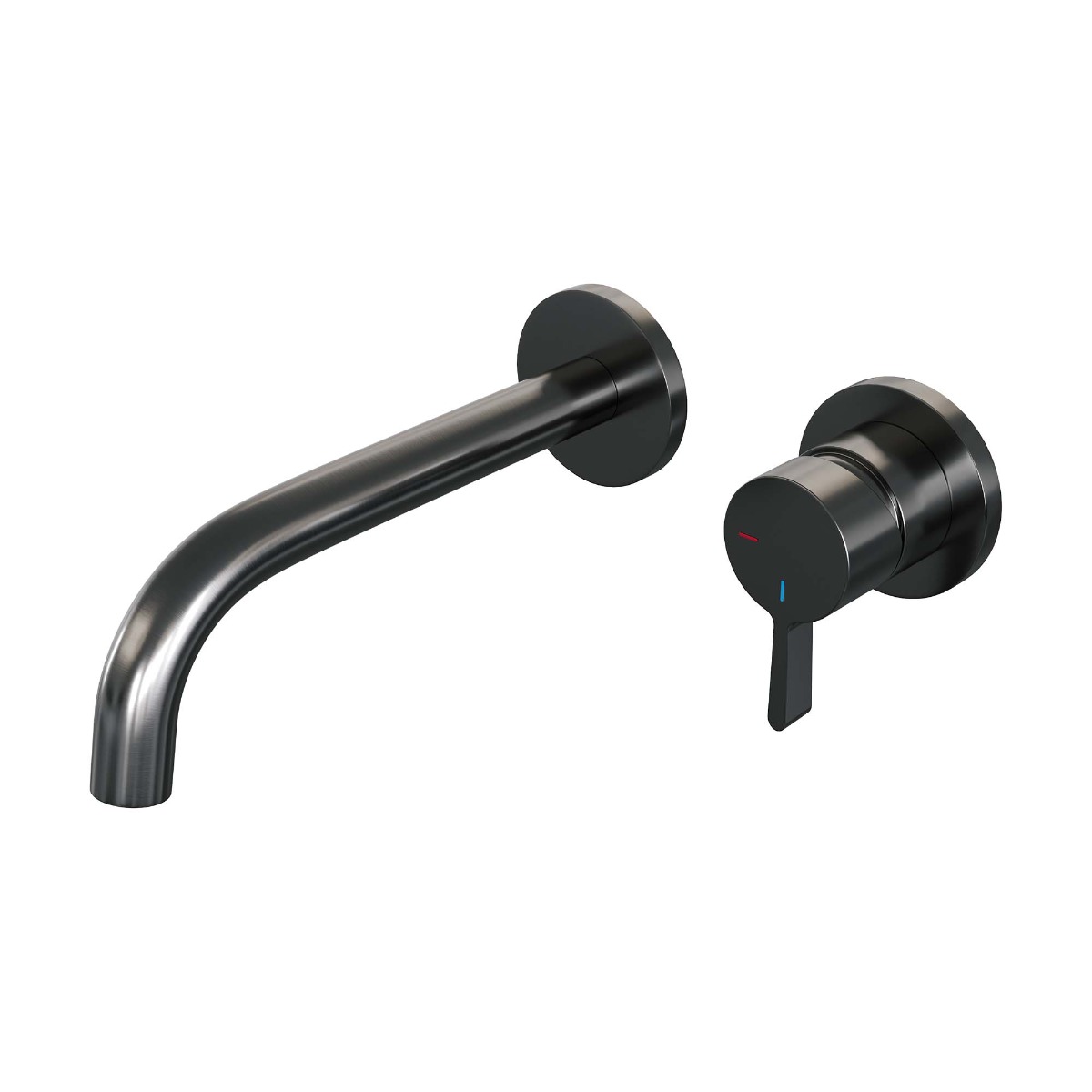 Brauer Gunmetal Edition ColdStart wastafelkraan inbouw gebogen uitloop en rozetten model E1 gunmetal geborsteld PVD