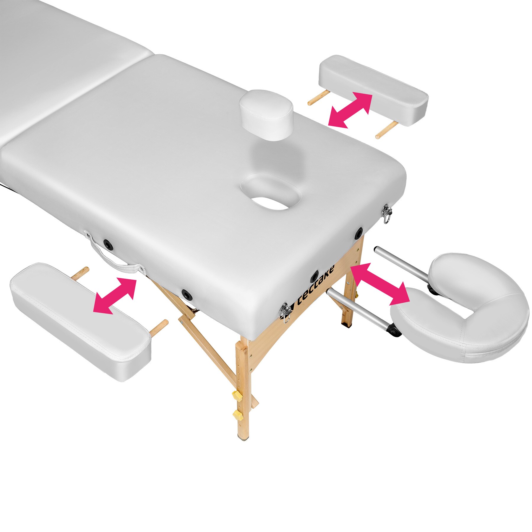 tectake® 2 Zonen Massageliege, inklusive Lagerungsrollen und Tragetasche, klappbar und höhenverstellbar, 220 x 83 x 65,5 - 87,5 cm