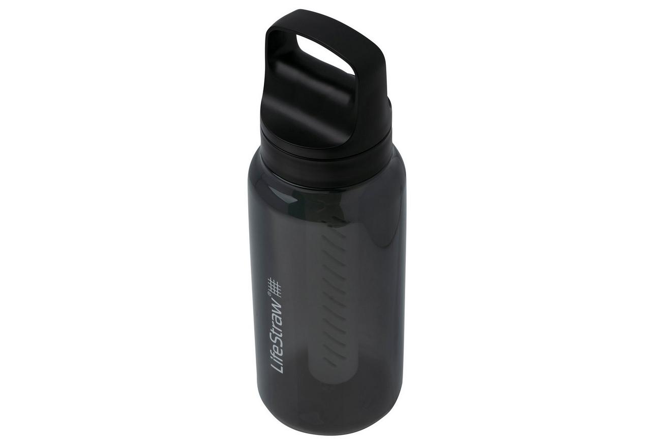 LifeStraw Go Nordic Noir GO-1L-NOIR, BPA-Free Plastic, waterfles met 2-stage filter, 1L