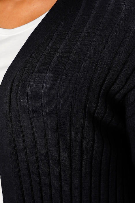 Long-Strickjacke, offene Form, Langarm