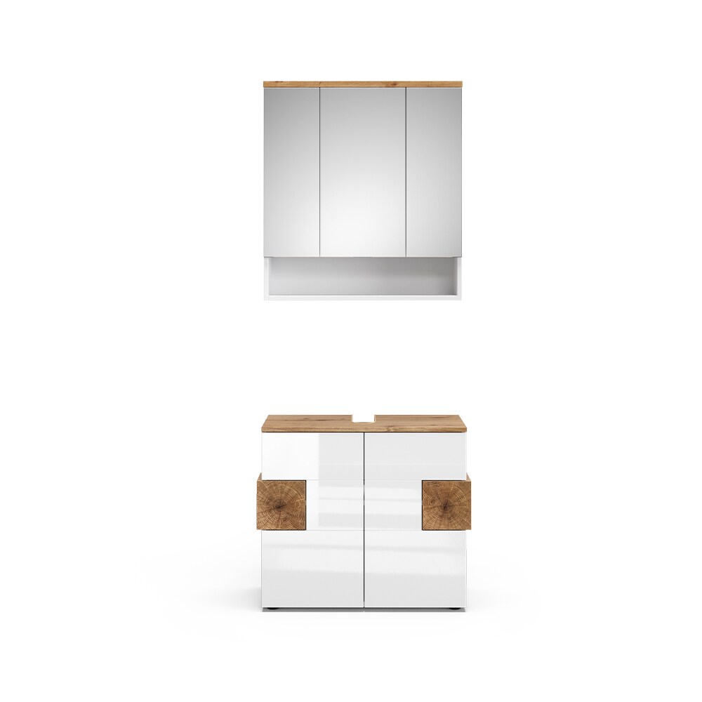 Vicco Badmöbel-Set Badezimmer-Möbel Bad-Schrank Eden Weiß Artisan modern Badezimmerschrank Waschbeckenunterschrank Spiegelschrank Schranktür Schrankfach