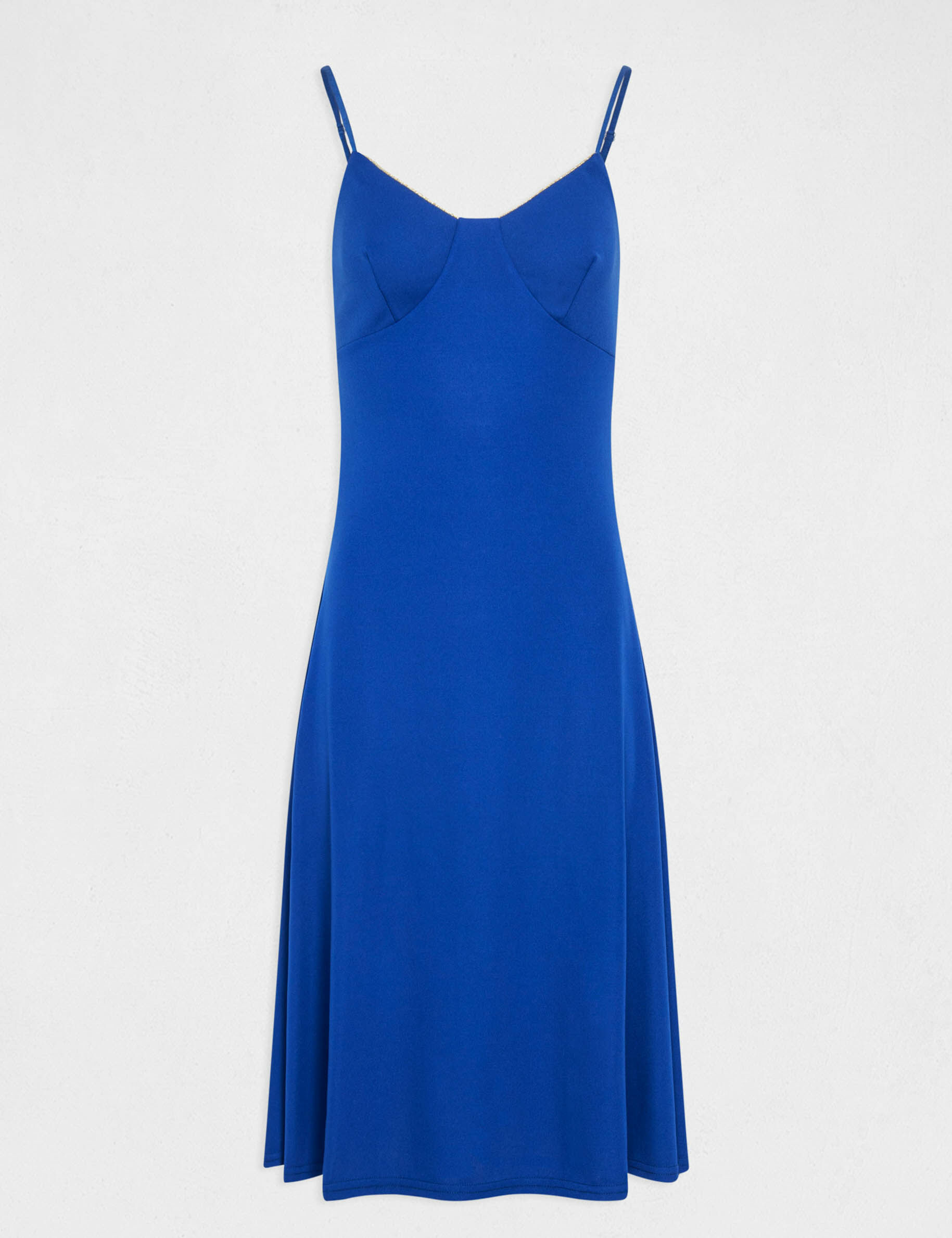 Robe trapèze fluide à bretelles bleu electrique femme - bleu_electrique
