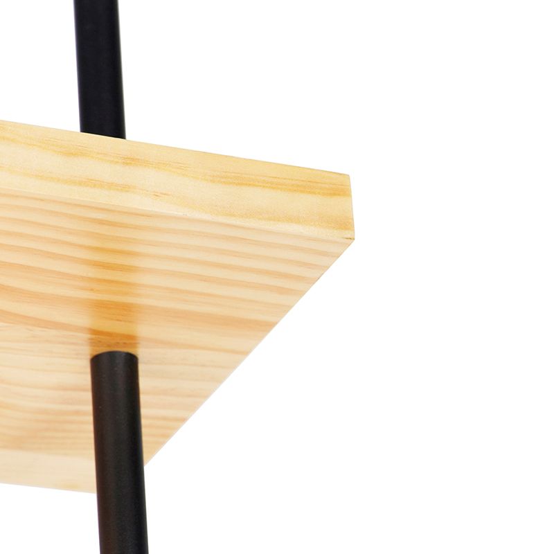 Industriële plafondlamp zwart met hout 3-lichts - Shelf