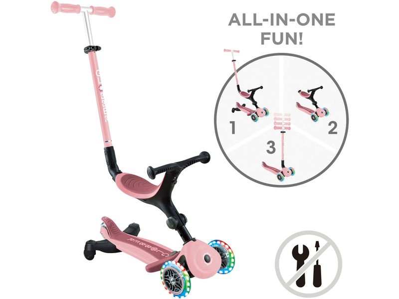 GLOBBER Kinder-Laufrad Go up Pastel Pink 3-in-1 Rutscher Kinder- Dreirad