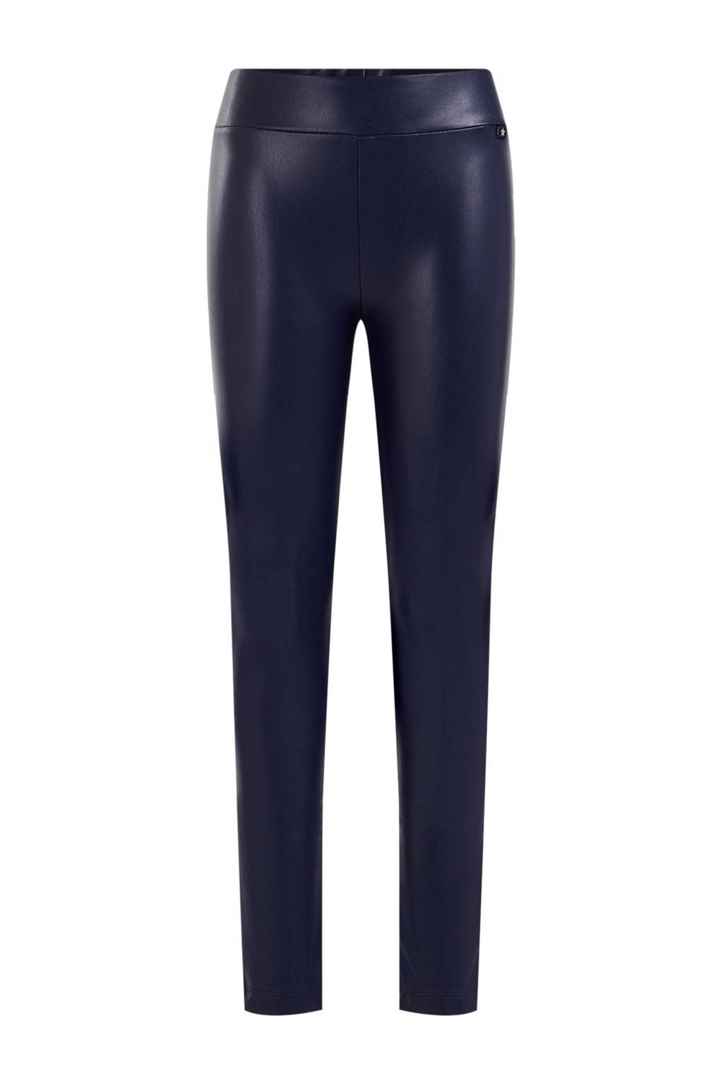 WE Fashion imitatieleren skinny broek donkerblauw