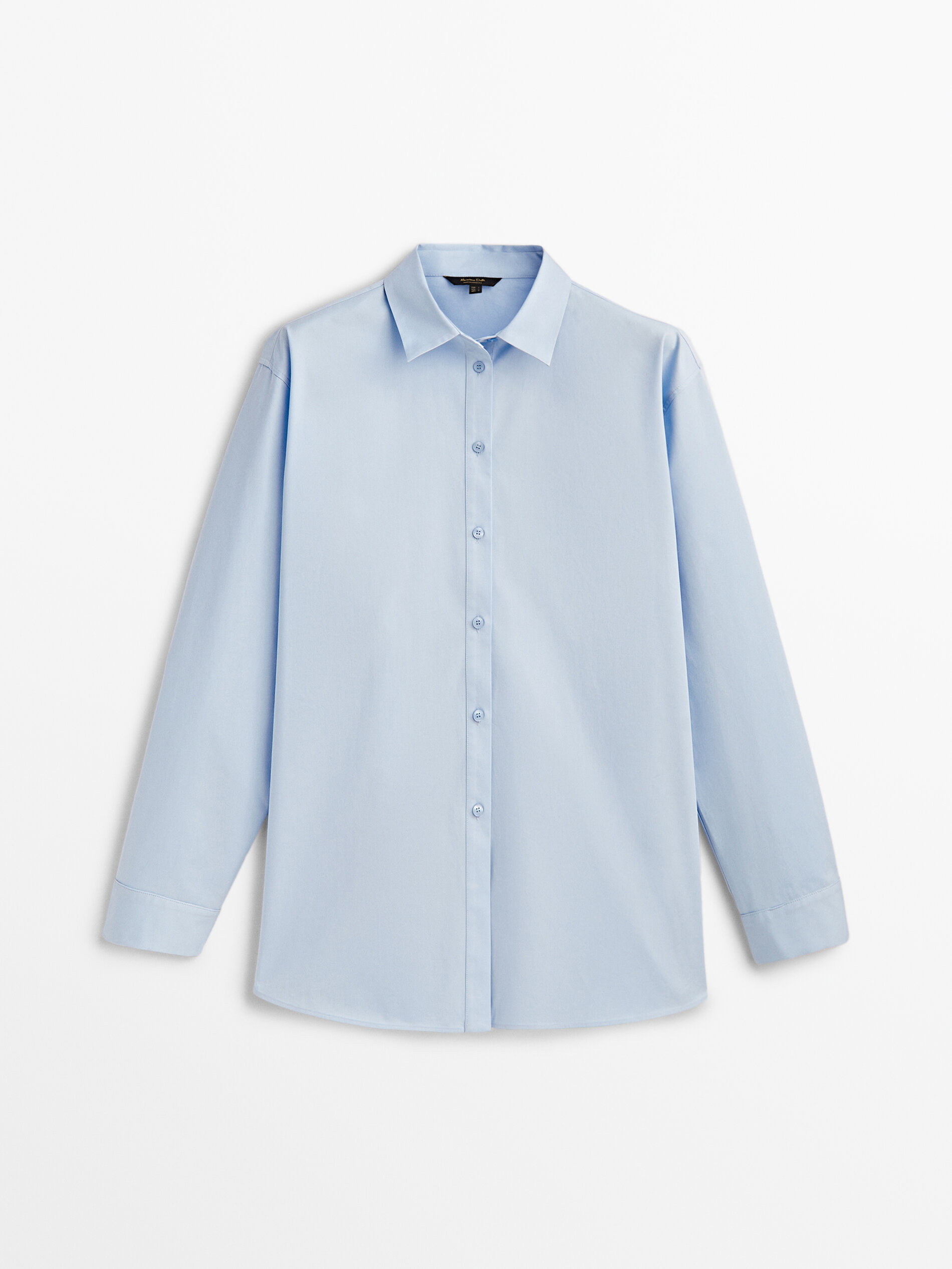 Camisa de algodão popeline sarjado - CELESTE