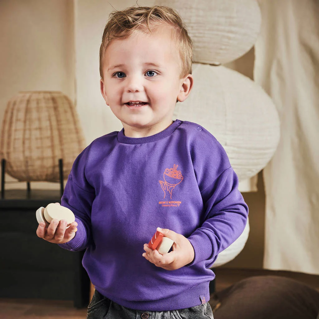 Z8 mini sweater Teun met backprint paars