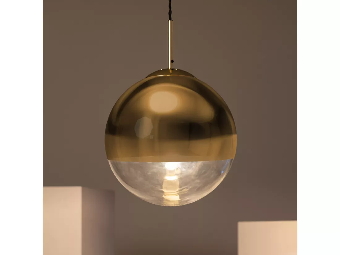 Suspension Métal et Verre Yelitza Gold Doré