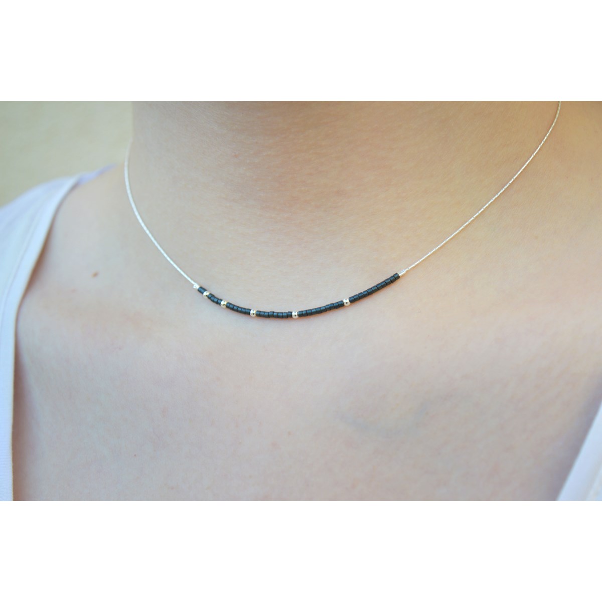 Collier orné de perles miyuki  en argent 925