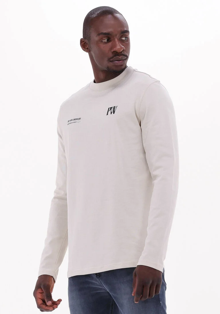 PUREWHITE gebroken wit purewhite  crewneck jersey long sleeve with graphic prints