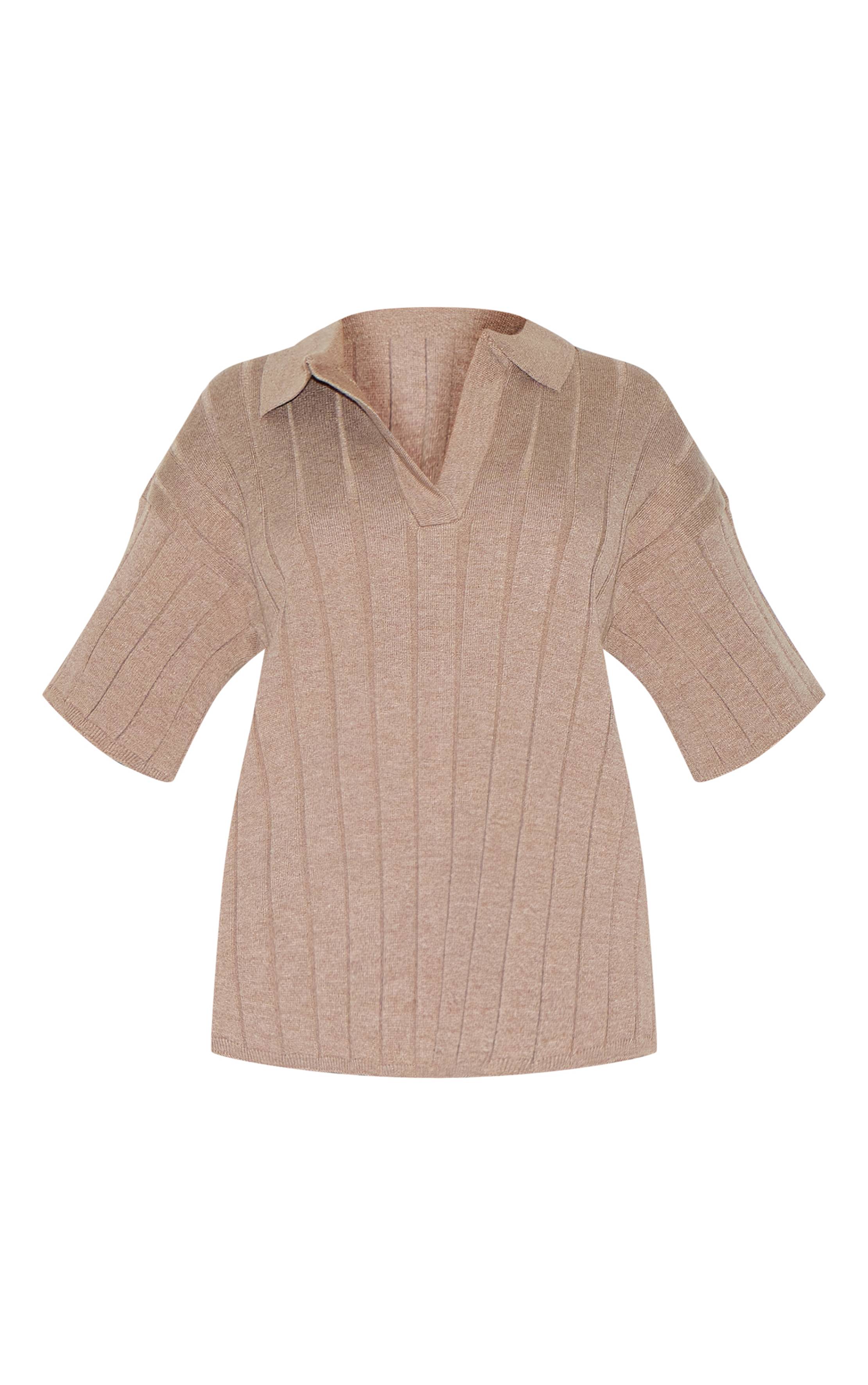 Moka Haut Polo Oversize En Maille Côtelée