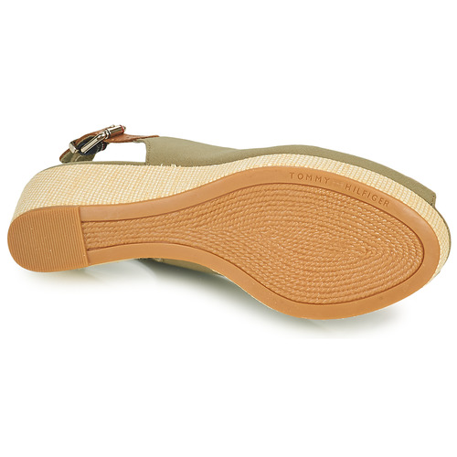 Tommy Hilfiger - ICONIC ELBA SLING BACK WEDGE - Kaki