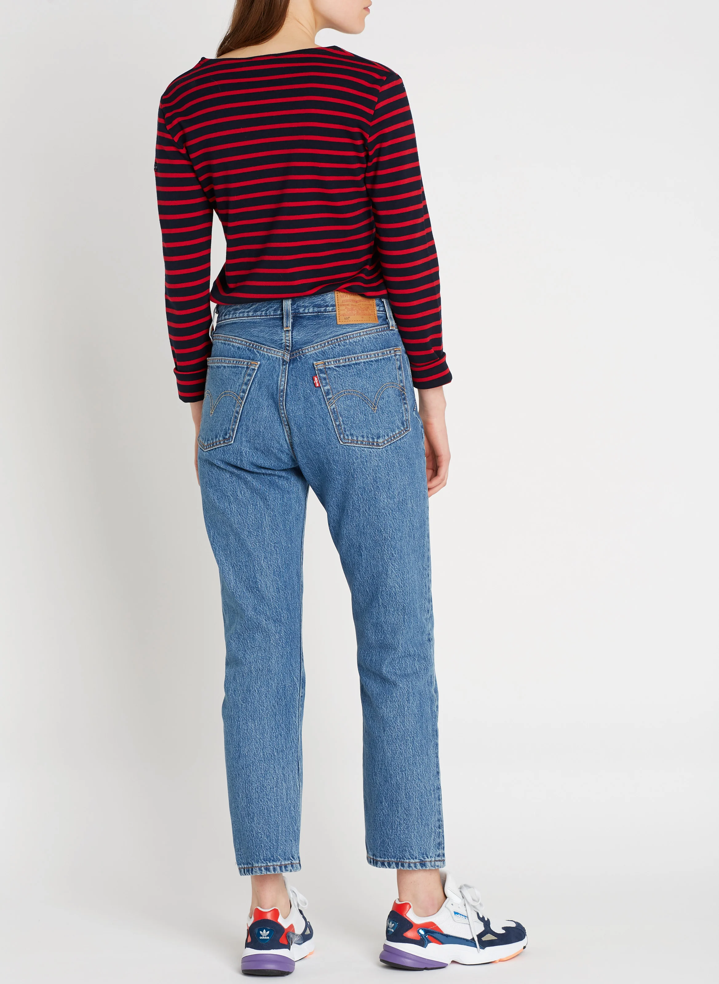 Marinière col rond en coton| Bleu