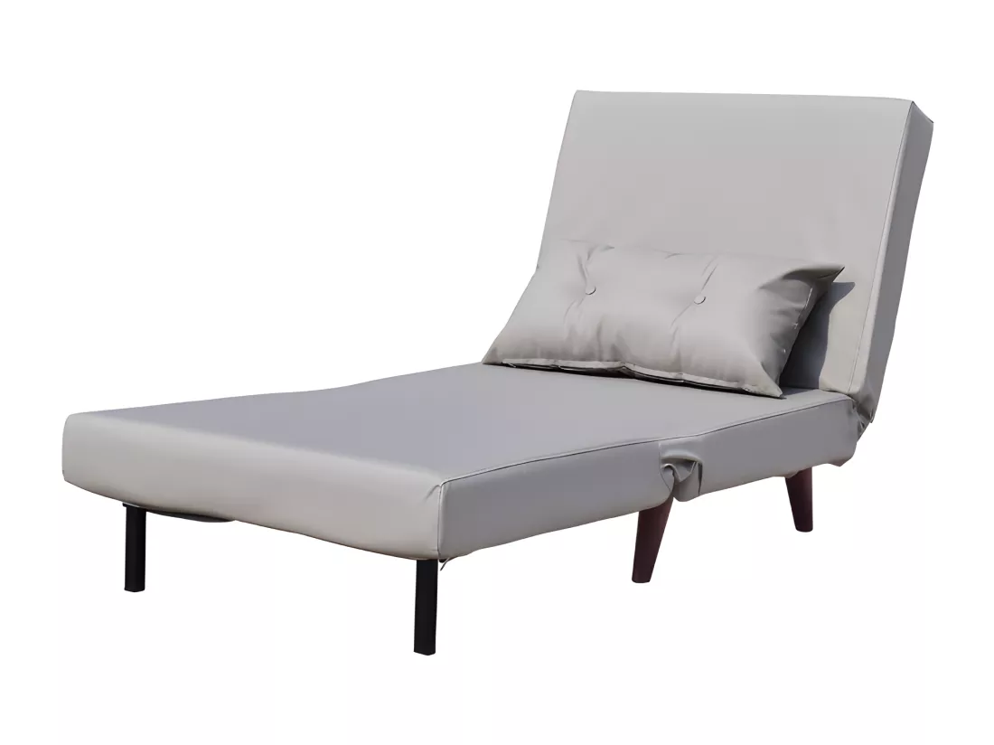 Fauteuil convertible lit 1 place en PU gris facile à nettoyer 80x90x84 cm lit 80x190x28 cm
