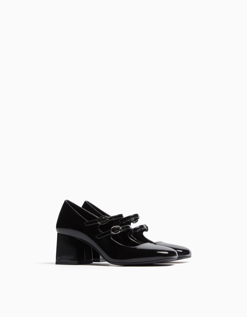 sapatos Mary Jane com salto bloco
