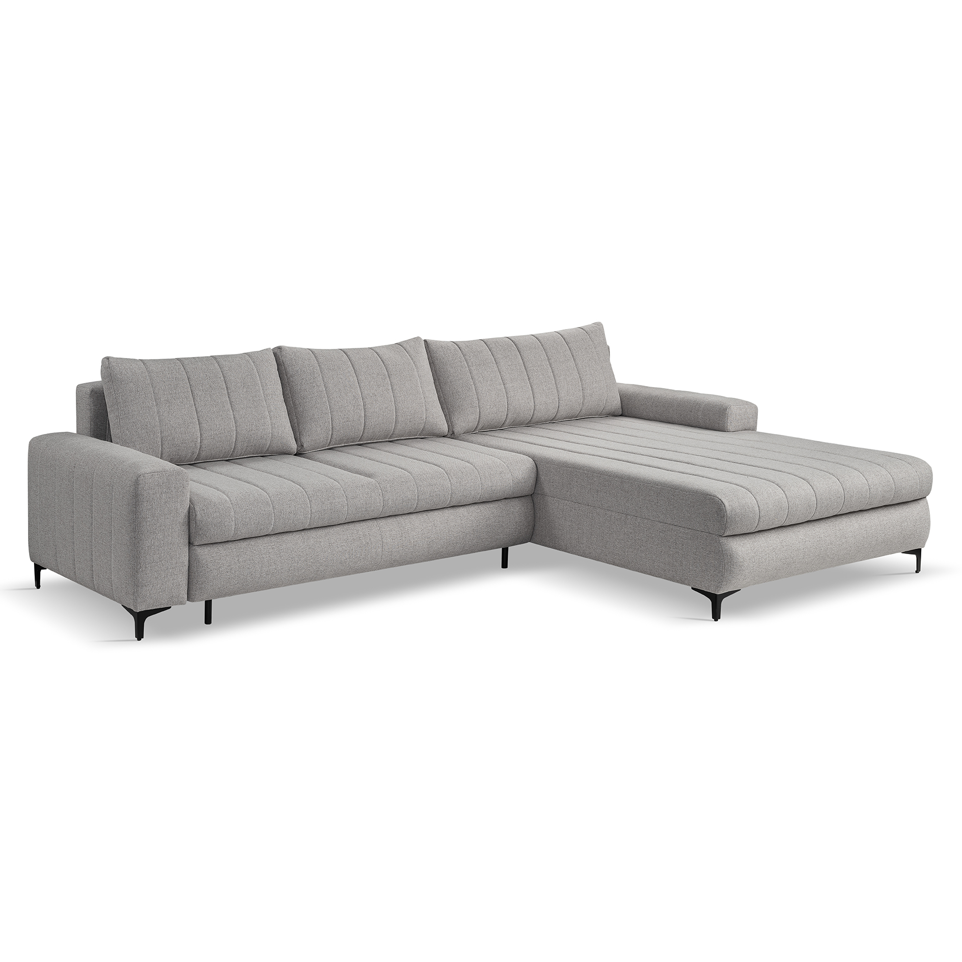 Ecksofa - silber- Liegefunktion und Staukasten