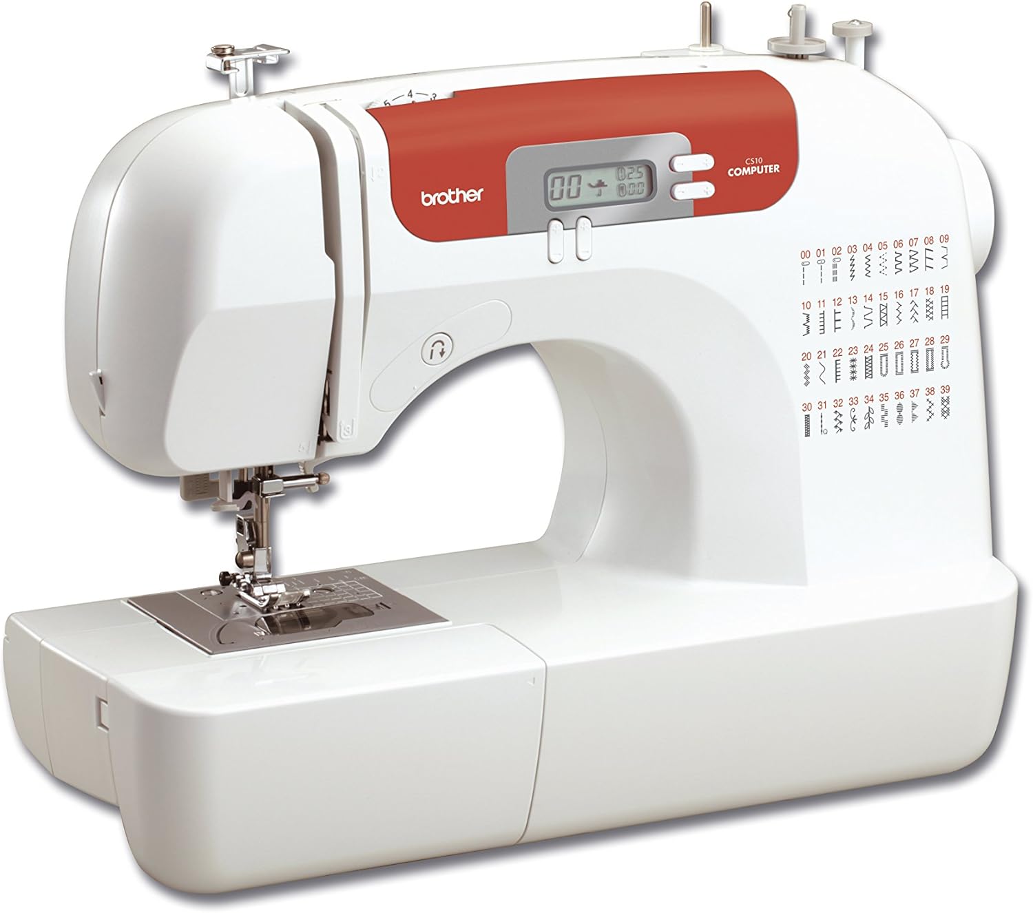 Machine à coudre CS10S Machine à coudre éléctronique, Blanc/Rouge