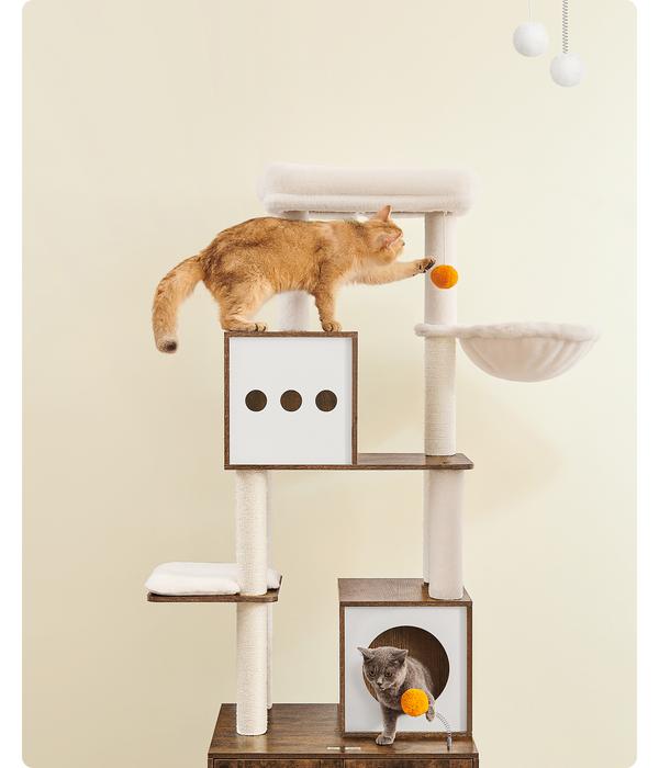 Feandrea Kratzbaum mit Katzenklo-Schrank,