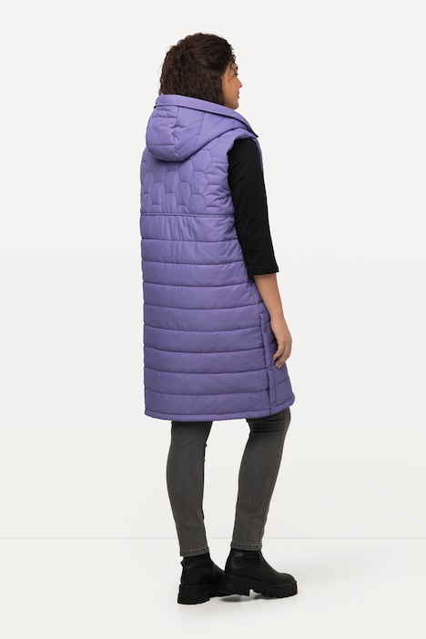 HYPRAR Long-Steppweste, Steppmix, 2-Wege-Zipper, Kapuze