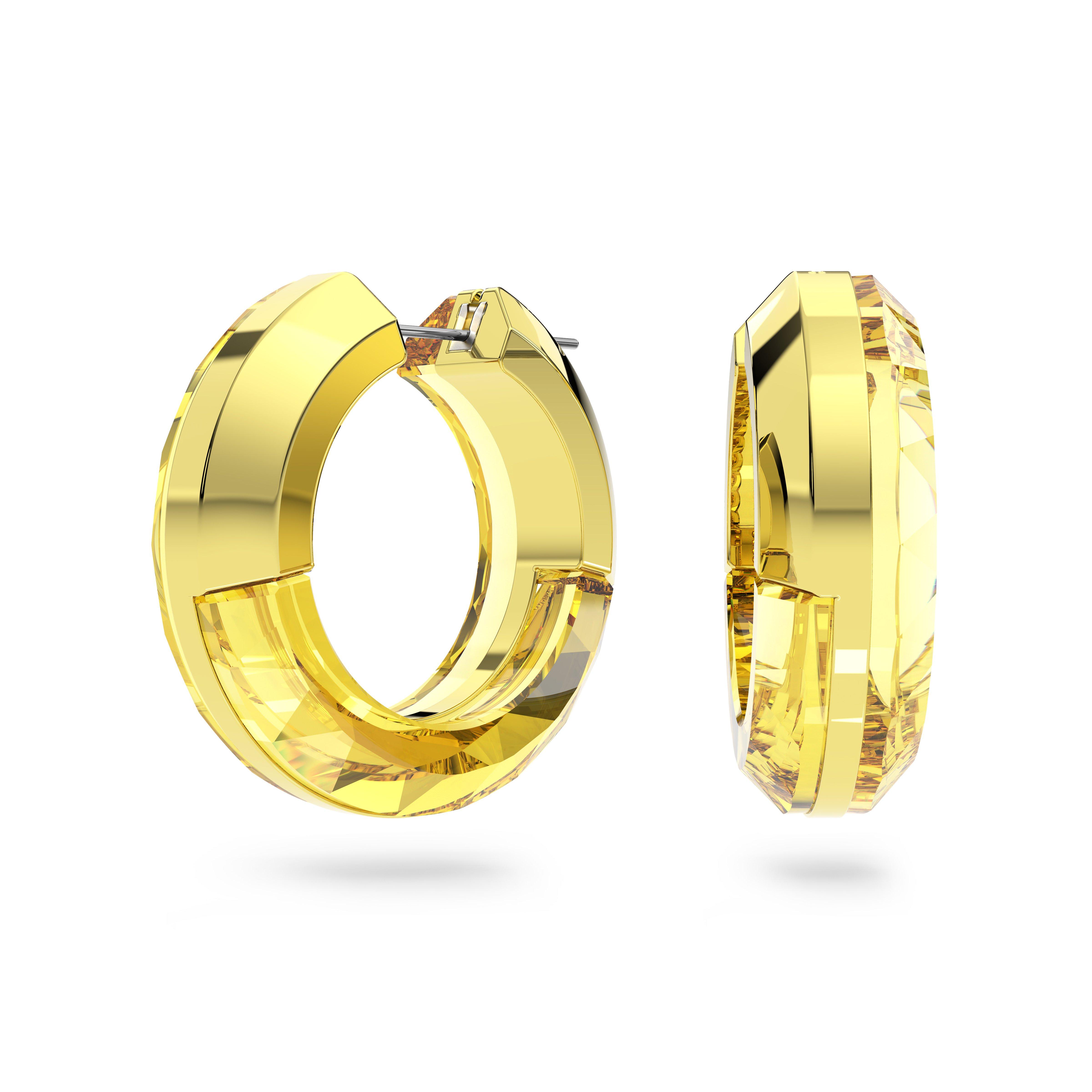 Swarovski Lucent hoop earrings, Statement, Round shape, Yellow