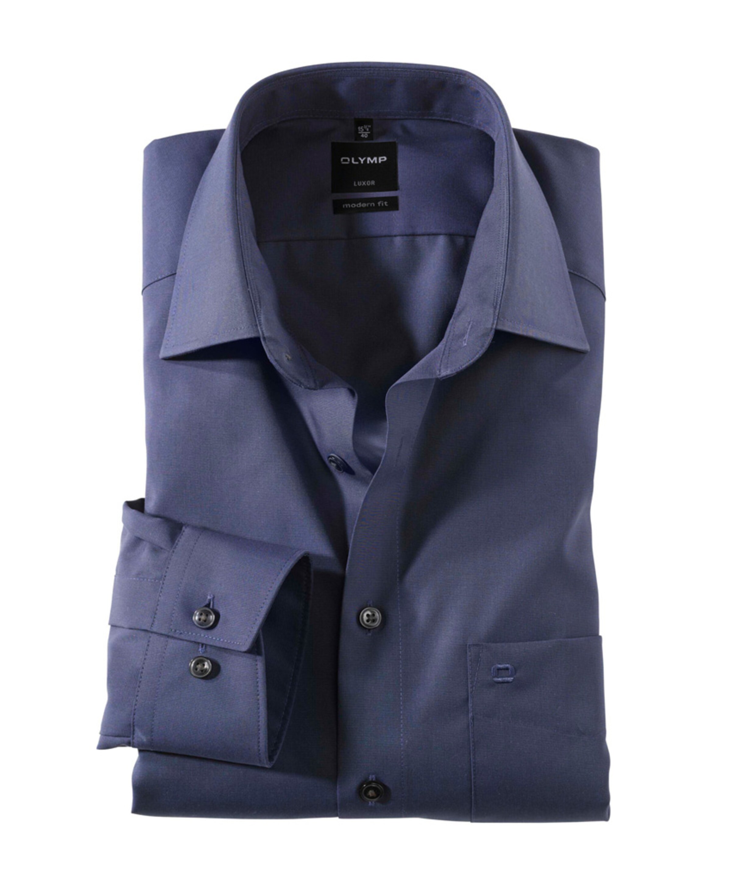 Olymp Modern fit Luxor Heren overhemd lange mouw blauw