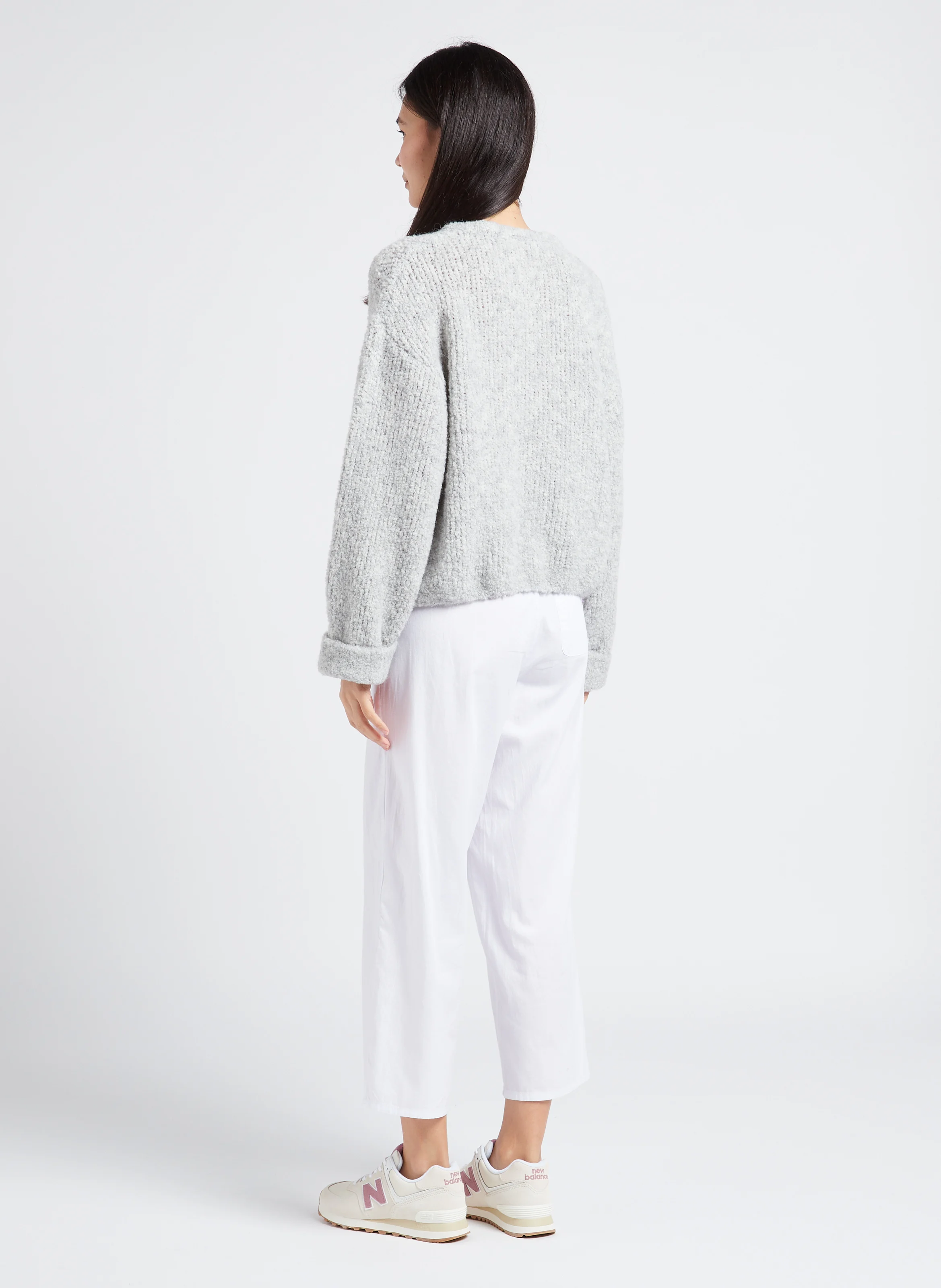 ZOLLY - Pull ample col rond en laine ample | Gris