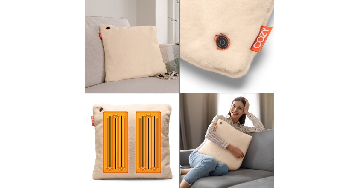 CozyUna Teddy 45 x 45 cm draadloos warmtekussen  (Lichtbeige, Powerbank 5000 mAh)