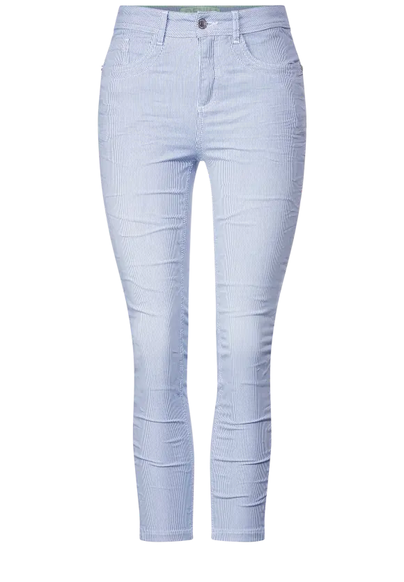 Slim Fit Hose mit Streifen - light blue striped washed