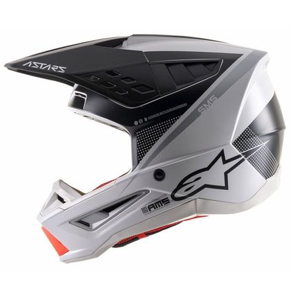 Casque cross Alpinestars S-M5 - RAYON - LIGHT GRAY BLACK SILVER MATT 2023 - Gris / Noir