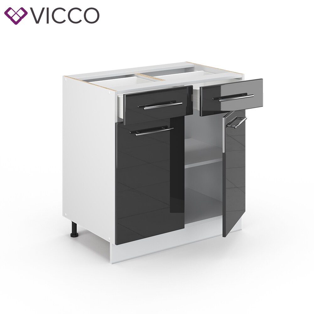 VICCO Schubunterschrank 80 cm Anthrazit Küchenzeile Unterschrank Fame