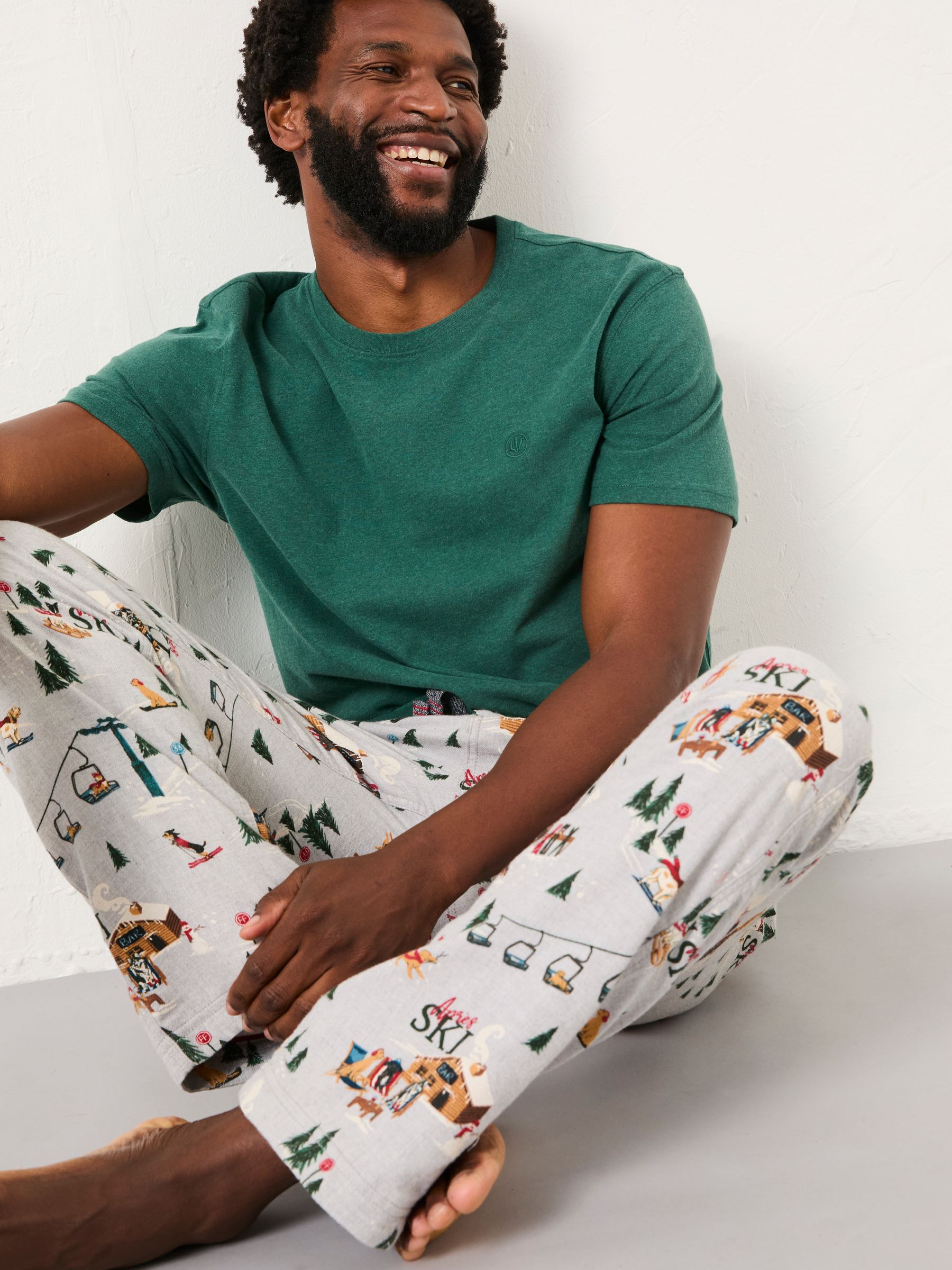 FatFace Off Piste Print Pyjama Bottoms